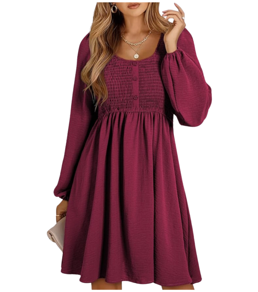 fitted lace wedding dress Petal and Pup Women's Domenica Shirred Long Sleeve Midi Dress - Red Floral Bandana