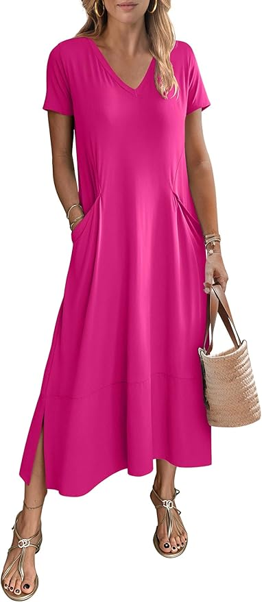 Long Tee Shirt Dress with Pockets