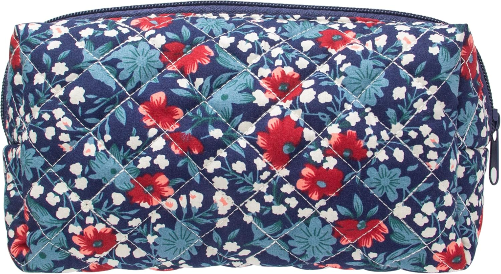 Navy Floral Cosmetic Makeup Bag