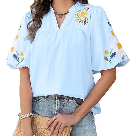 Boho Floral Embroidered Blouse Late Summer Fashion late Summer amazon finds