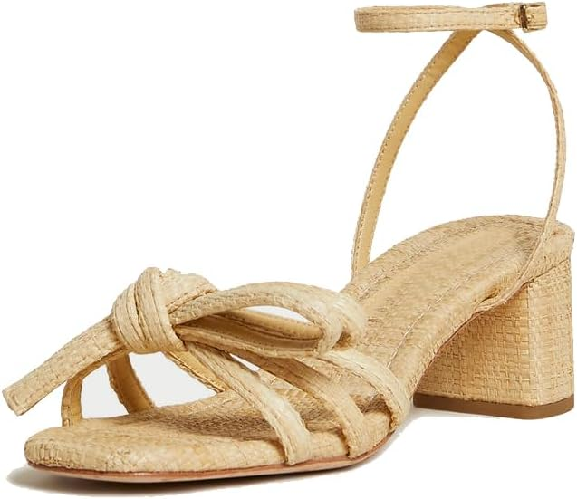 Raffia Bow Block Heel Sandal Amazon Fashion Finds