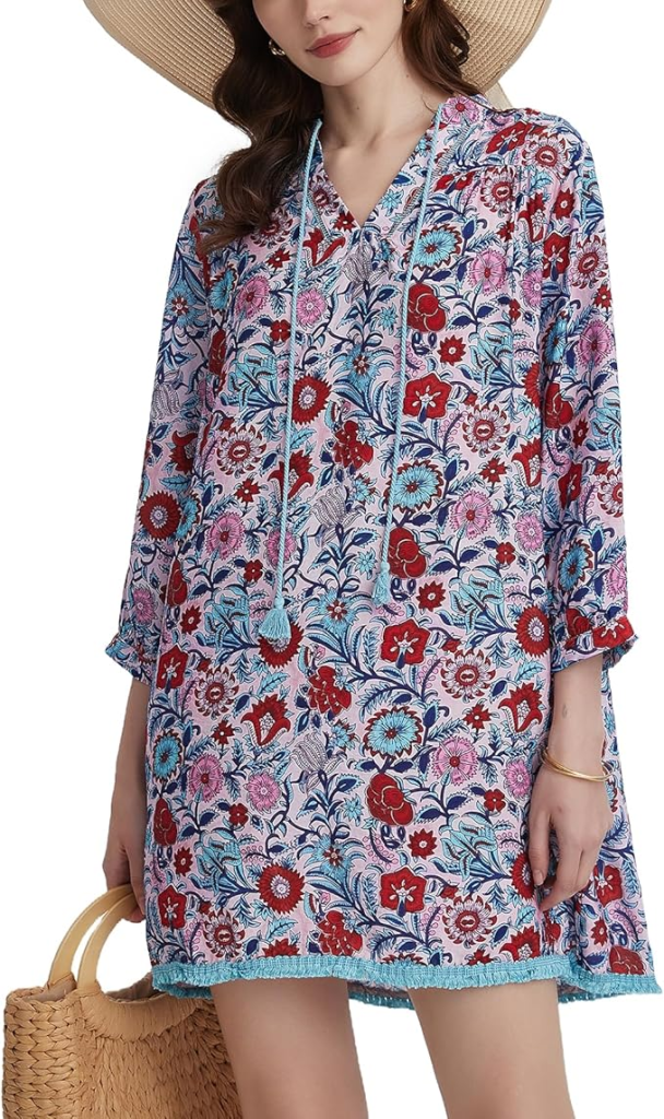 Floral Print Boho Cover Up Mini Dress Late Summer Finds