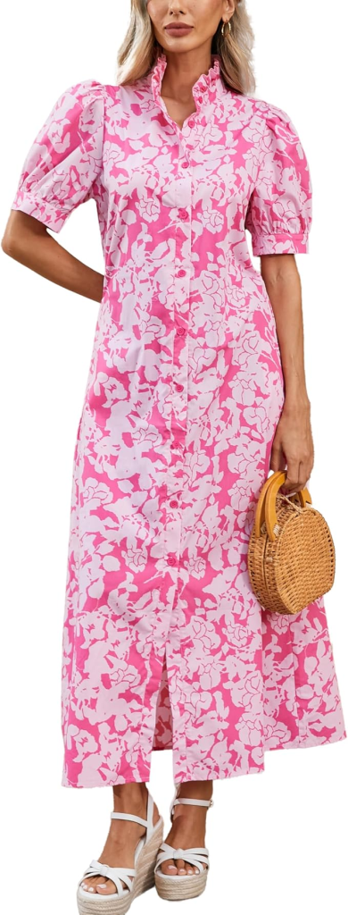 Ruffle Collar Floral Shirt Dress Amazon Fashion Finds Late Summer