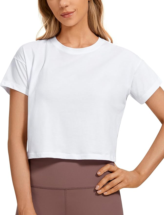 CRZ Yoga Pima Cotton Cropped Tee AFFORDABLE ATHLEISURE AMAZON
