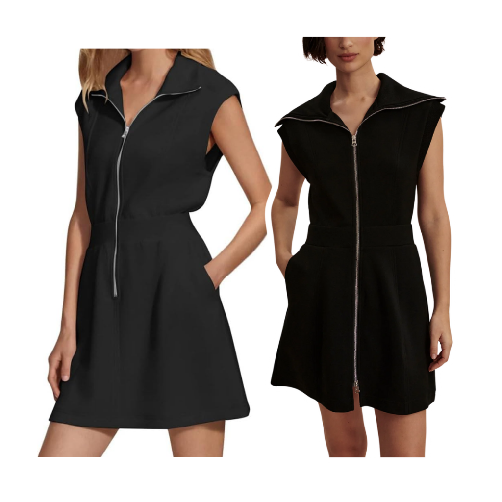 AMAZON Zippered Mini Dress | Varley Rebecca Zip Through Dress LOOKALIKE