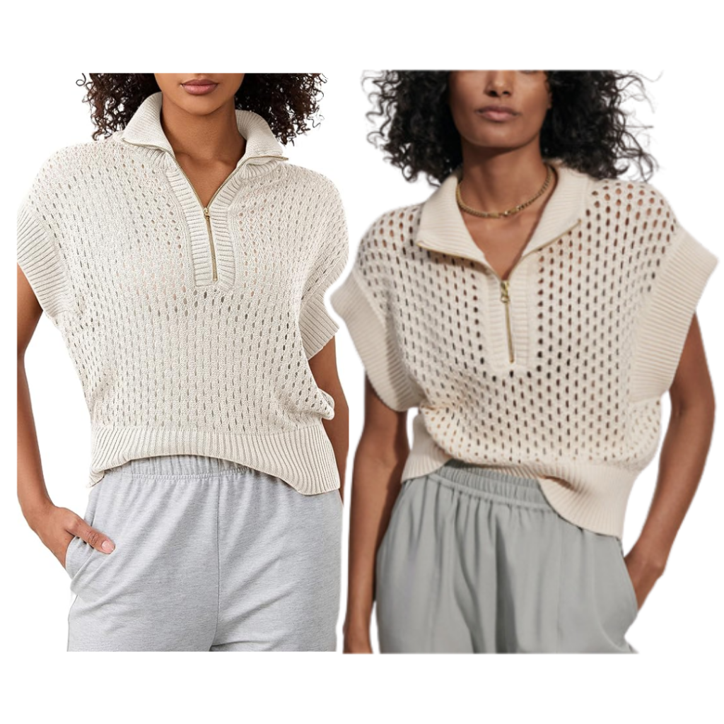 AMAZON Crochet Half-Zip Sweater | Varley Gaines Half-Zip VARLEY LOOKALIKES