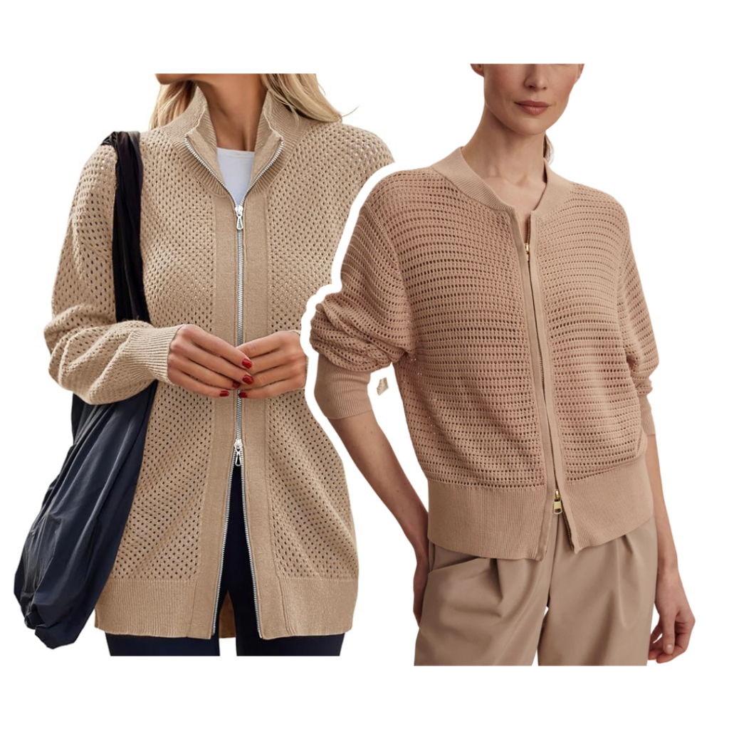 Zip Up Cardigan Sweater Lai Lightweight Knit Jacket