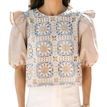 Crochet Ruffle Sleeve Top Amazon Early Fall Fashion Finds that are affordable for Women over 50