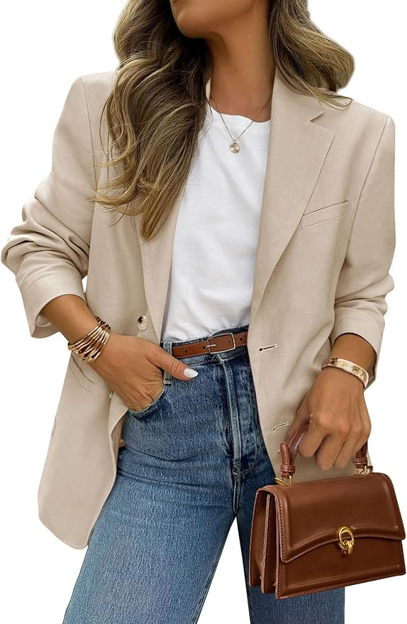 Open Front Blazer Neutral Layering Pieces for Fall for Women over 50