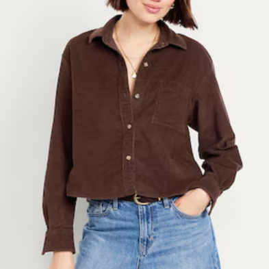 Cropped Button-Down Corduroy Shirt Old Navy Fall Arrivals