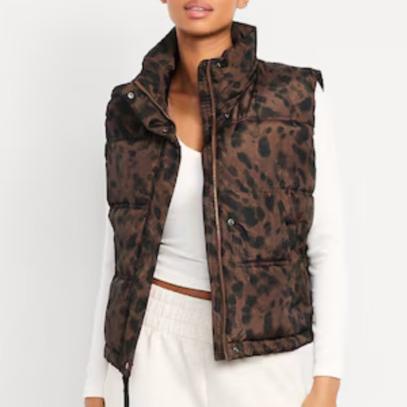 Water-Resistant Puffer Vest in Leopard Print Old Navy Fall 2025