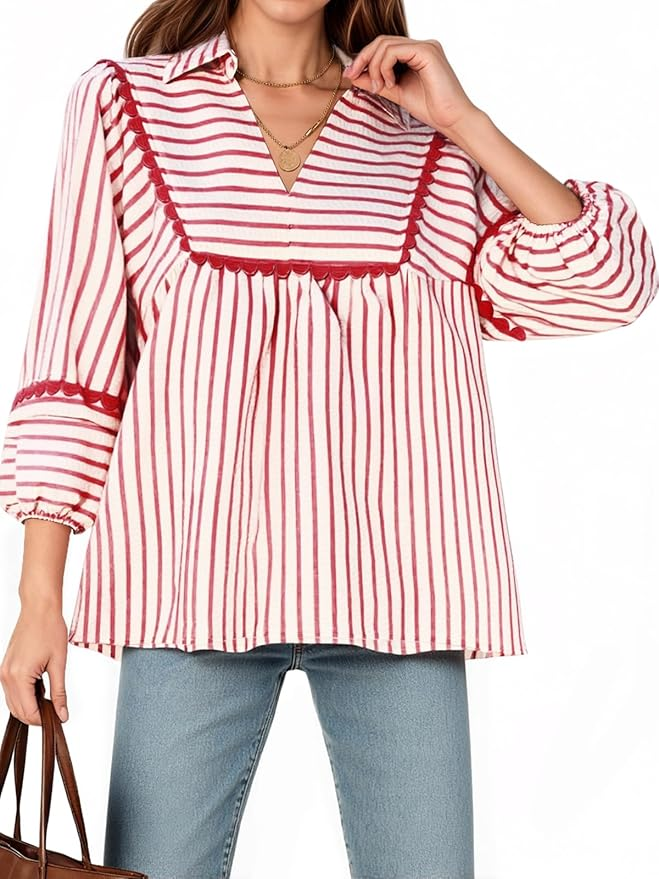 striped babydoll top amazon fashion