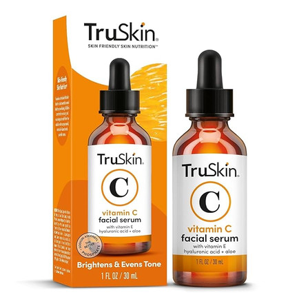 Bottle of TruSkin Vitamin C facial serum with dropper, an Amazon best seller for skincare.