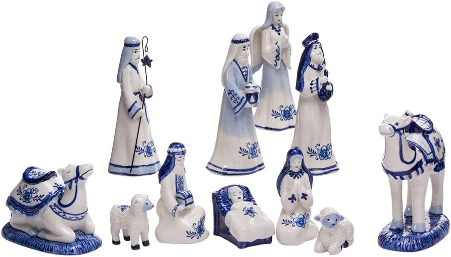 Porcelain Delft Blue Nativity Set