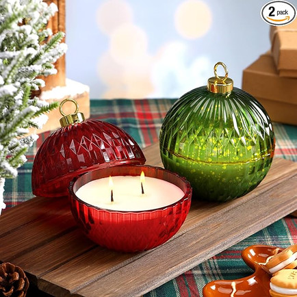 Red and Green Christmas Ball Candles