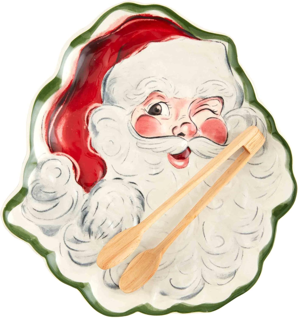 Santa Cookie Plate with tongs