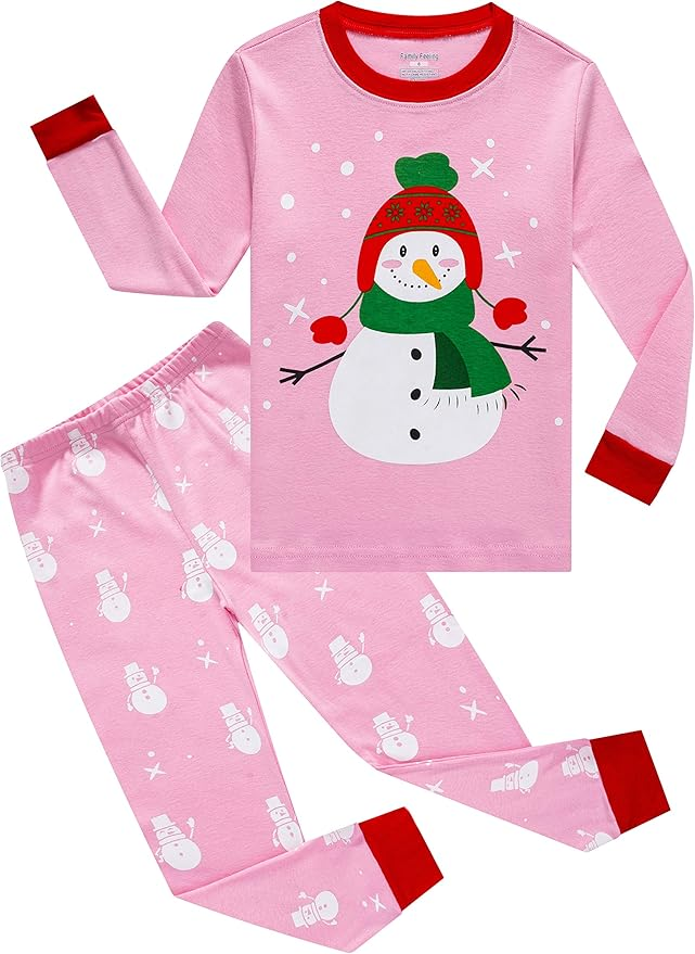 PINK SNOWMAN WINTER CHRISTMAS HOLIDAY PAJAMAS FOR GIRLS FROM AMAZON PRIME DEAL DAYS