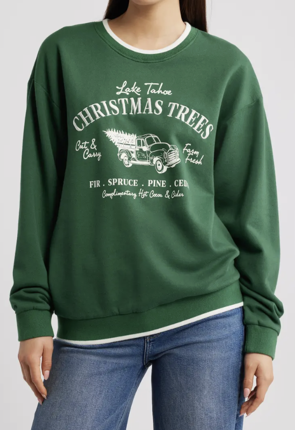 CHRISTMAS TREE GRAPHIC SWEATSHIRT FOR THE HOLIDAYS FROM NORDSTROM OCTOBER 2025