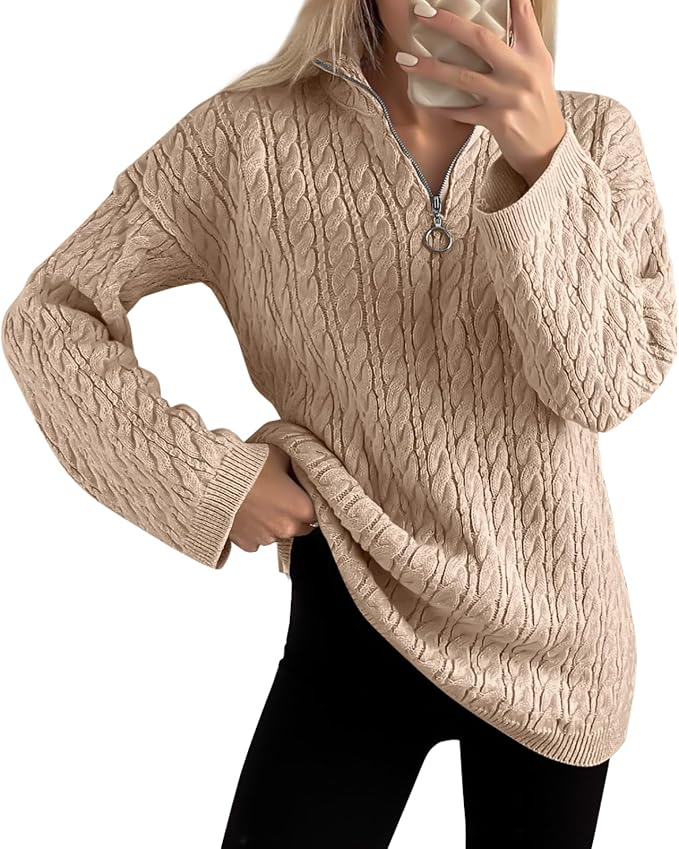 Half Zip Cable Knit Sweater for fall and winter 2025