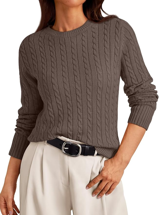 Cable Knit Classic Pullover Sweater for fall and winter from amazon