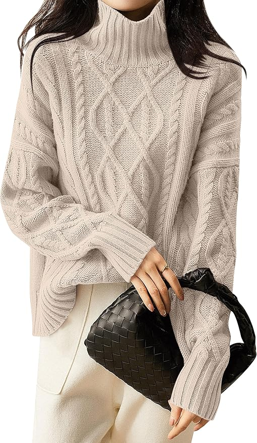 Oversized Long Sleeve Cable Knit Turtleneck from Amazon for fall and winter