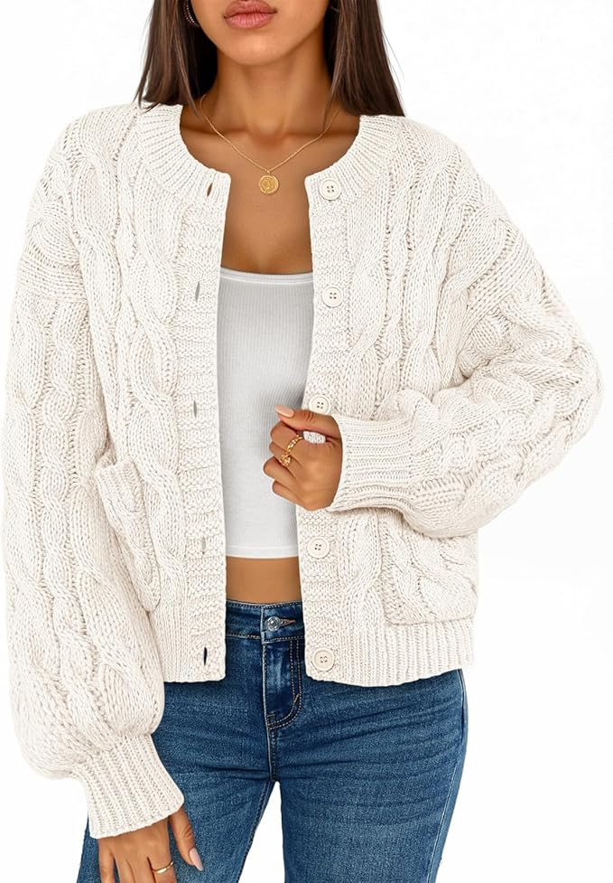 Cute comfortable affordable Cable Knit Chunky Cardigan