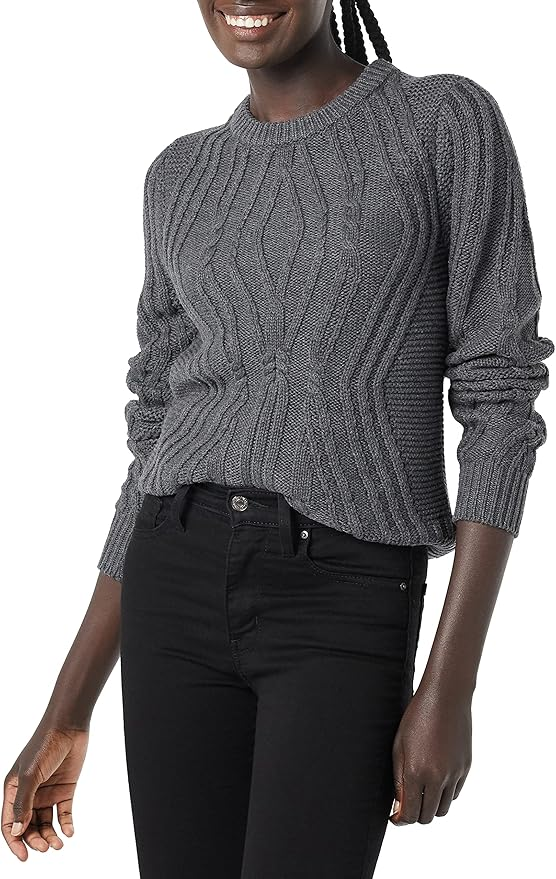100% Cotton Crewneck Cable Sweater to wear for fall and winter