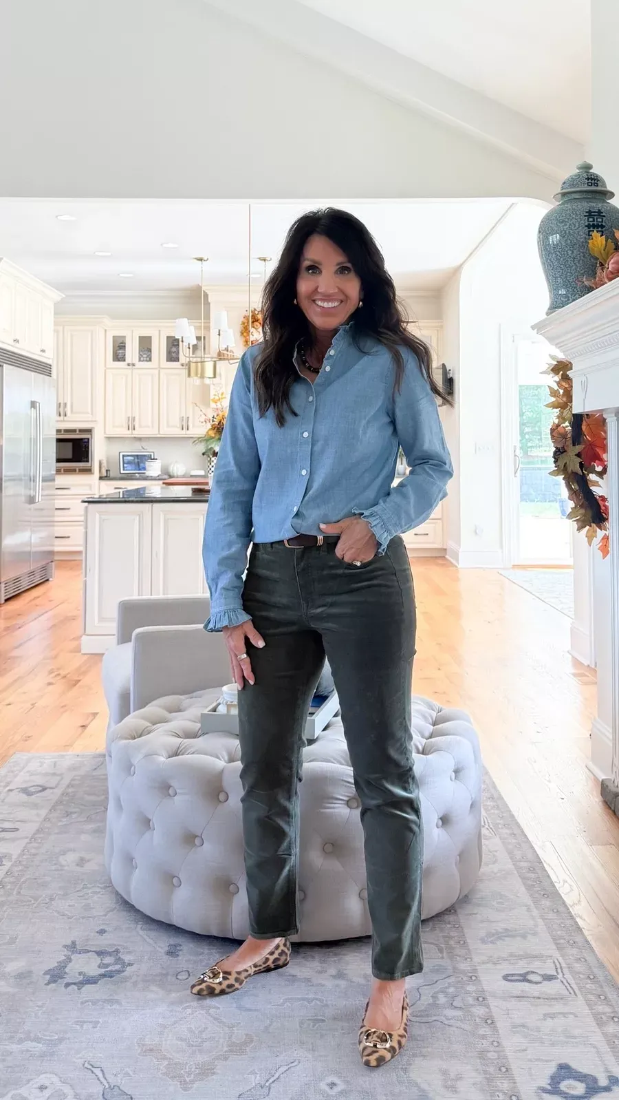 Slim Straight Corduroy Pants for Women over 50