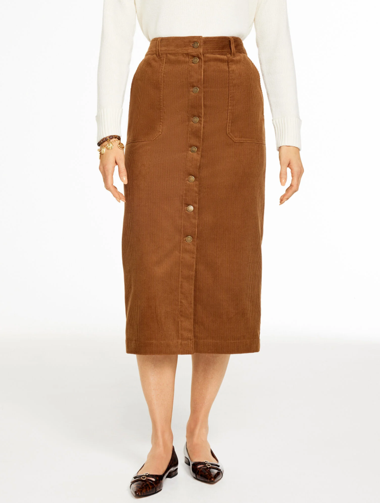 Talbot's Corduroy Midi Skirt
