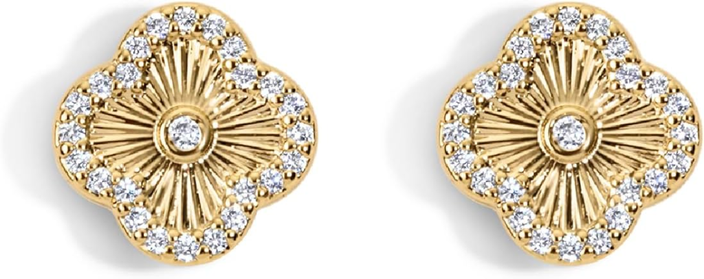 Electric Picks 14kt Gold Plated Clover Stud Earrings