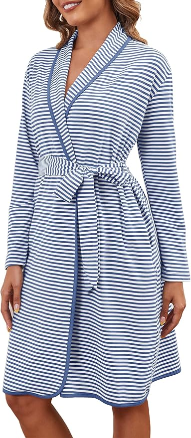 Striped Cotton Robe, Pima Cottom Robe Lake Pajama