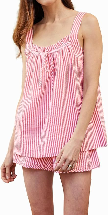 Camisole Pajama Top and Shorts Set, Seersucker sleep set