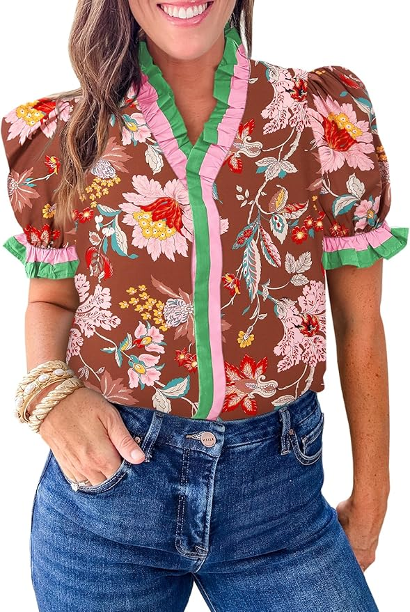 Ruffled Floral Blouse, Amazon Spring Fashion