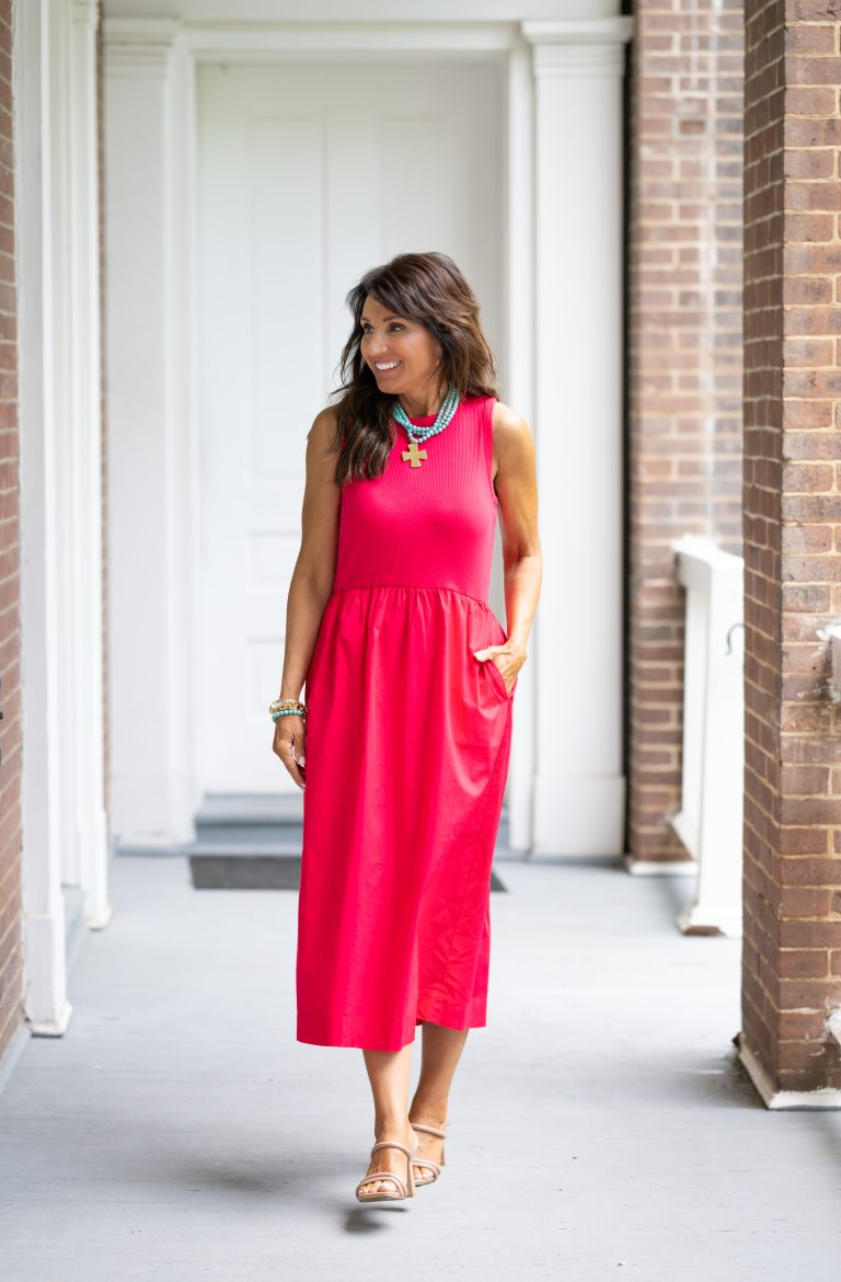Cyndi wearing a colorful necklace