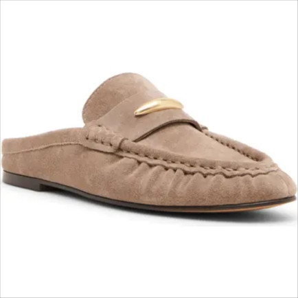 ruched suede mule